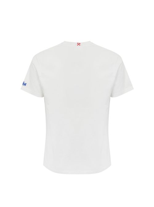 T-shirt in cotone con ricamo e stampa Superman Surfing Mc2 Saint Barth | TSHIRT MAN01248H SUPERMAN SURFER 01N EMB